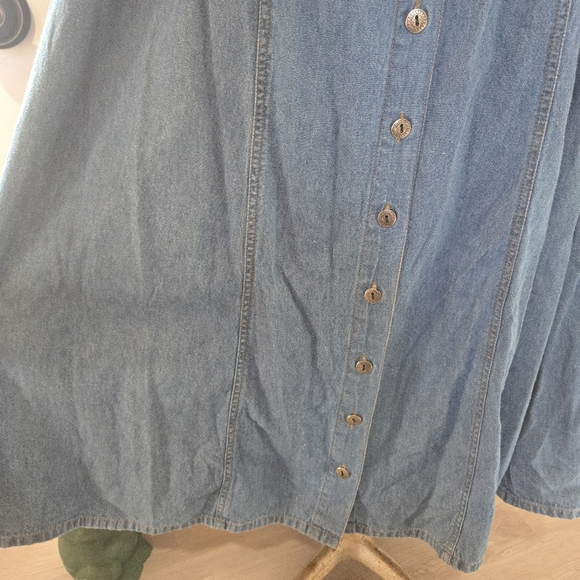 Vintage Forenza Denim Western Long Sleeve Button Down Maxi Dress, SIZE 10 - Picture 10 of 16